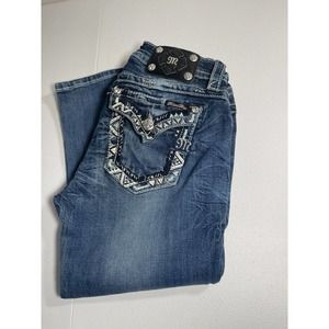 Miss Me Jeans Capri Signature Rise Size 29 Bling Flap Pockets Distressed